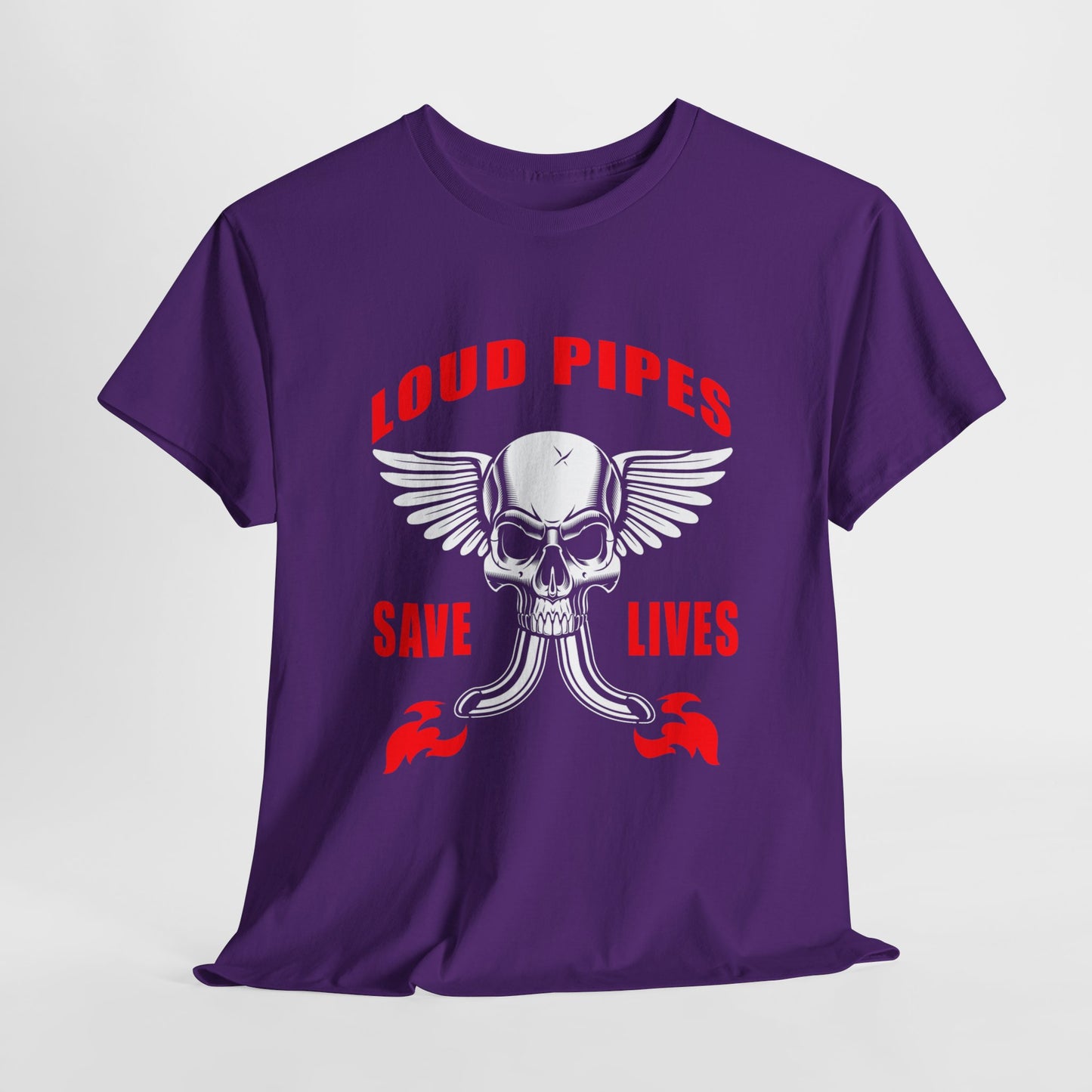Loud Pipes Save Lives Graphic Tee - Gildan® 5000 Heavy Cotton™, Classic Fit for Passionate Riders