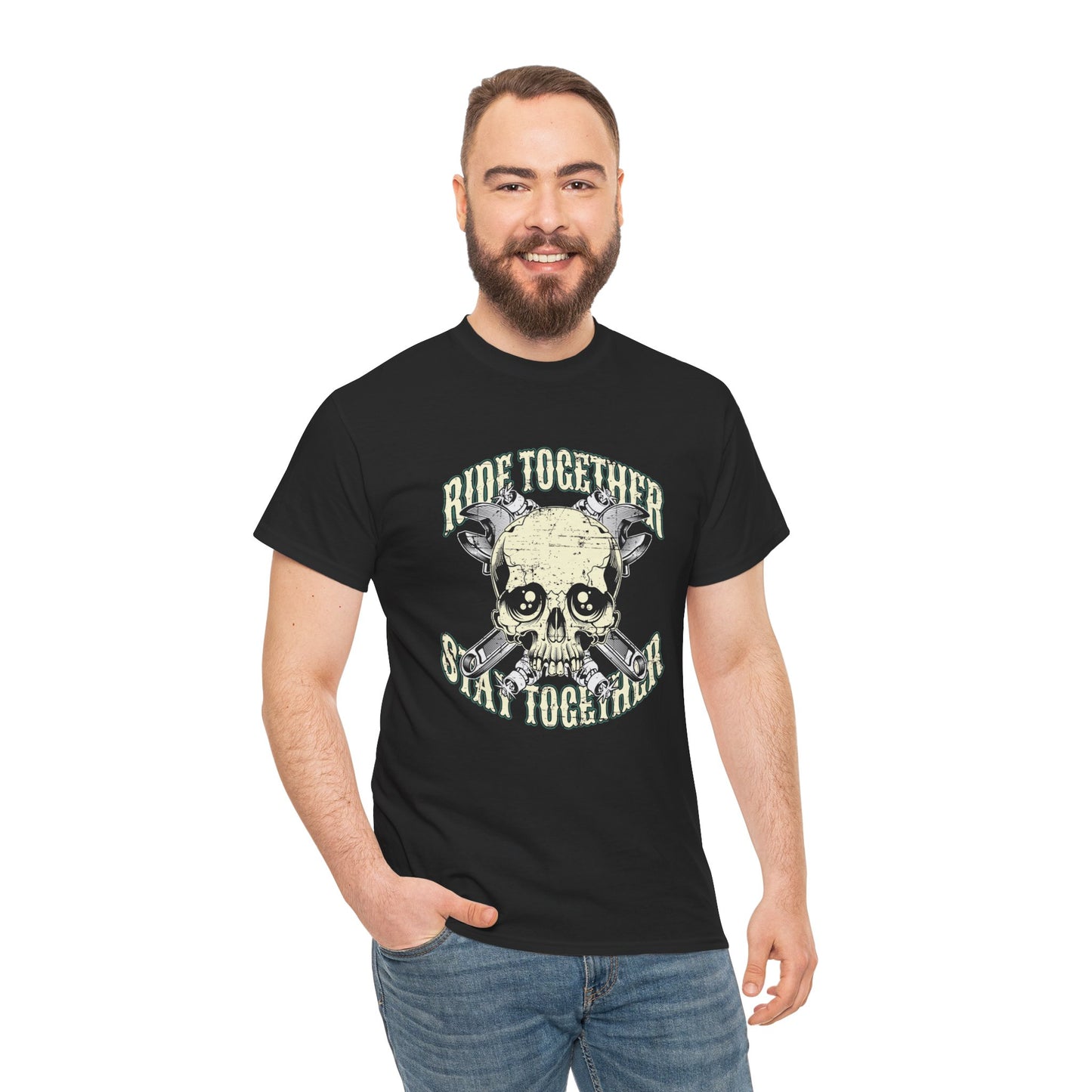 Ride Together, Stay Together T-Shirt | Gildan® 5000 Heavy Cotton™, Stylish and Classic Fit for True Bikers