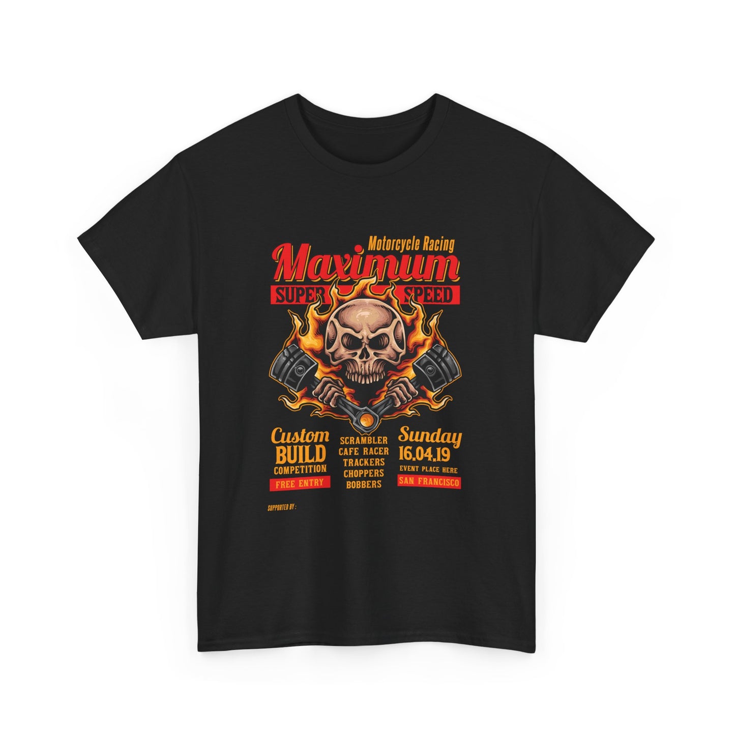 Fire Piston Motorcycle Tee - Gildan® 5000 Heavy Cotton™, Durable & Comfortable Fit