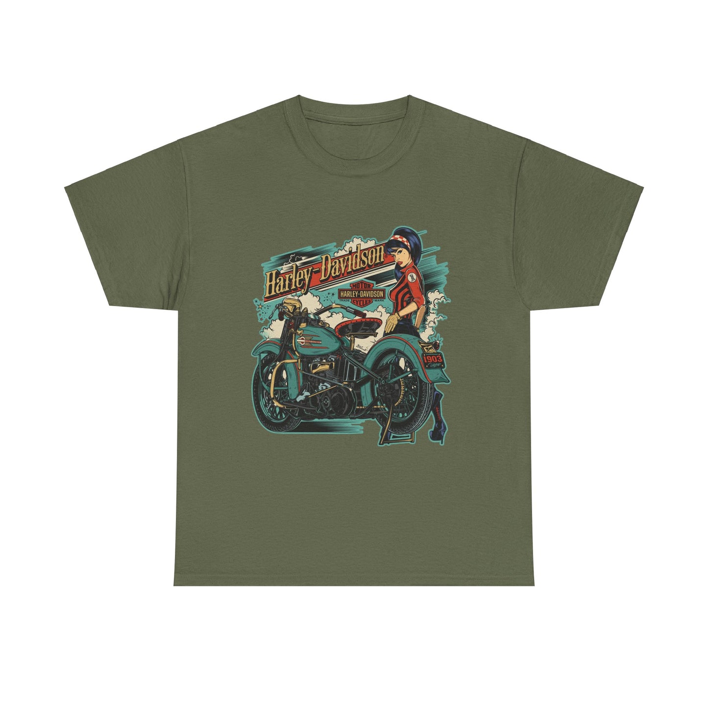 Harley-Davidson 1903 Retro T-Shirt - Gildan® 5000 Heavy Cotton™, Timeless Style, Built for Riders