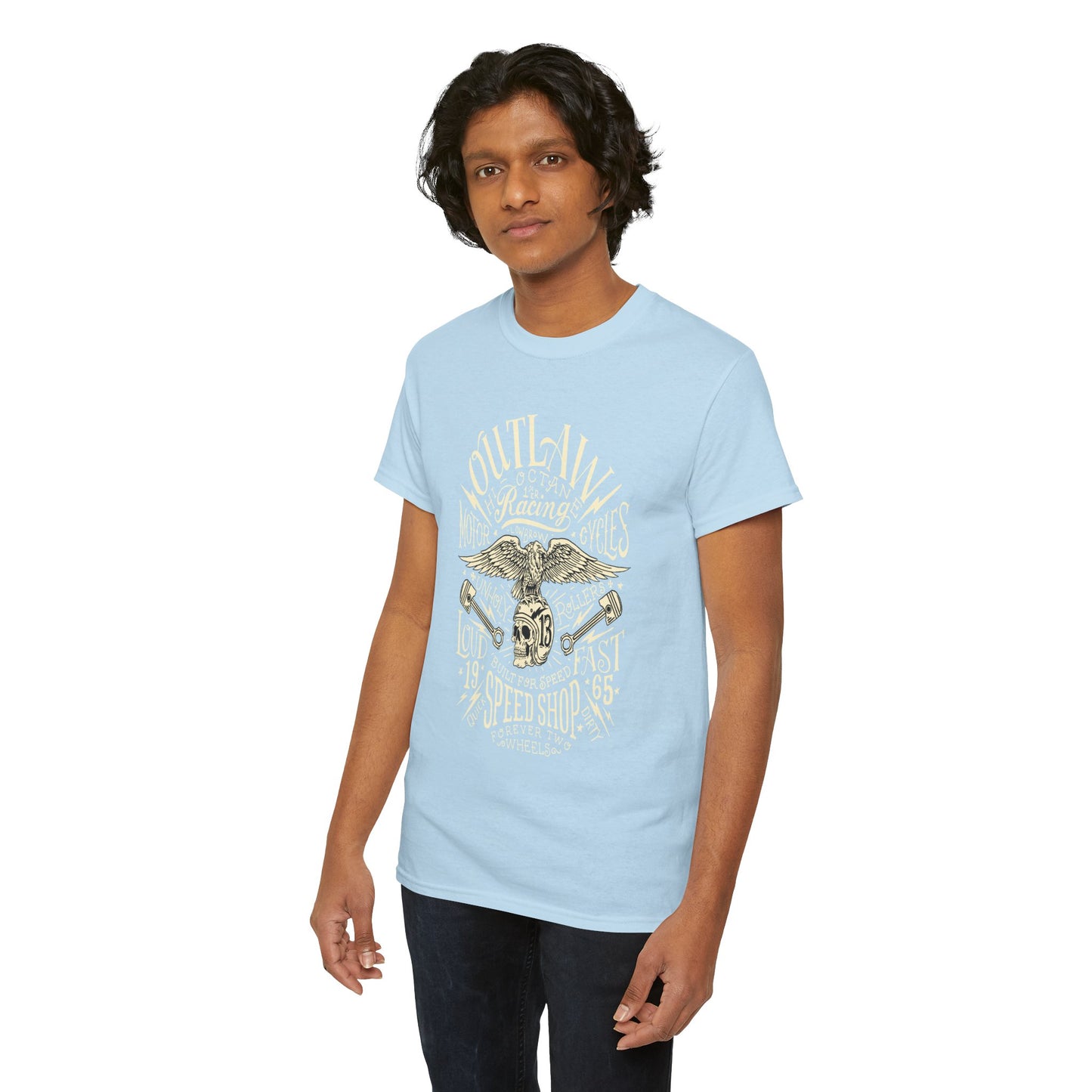 Outlaw Speedshop Biker Tee | Gildan® 5000 Heavy Cotton™ - Bold Design, Durable & Comfortable for Riders