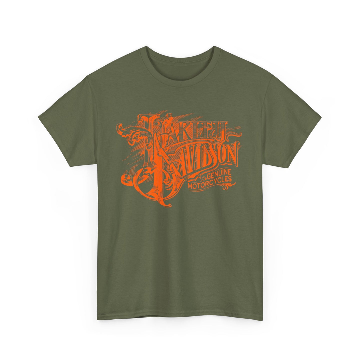 Harley Davidson Text Tee - Gildan® 5000 Heavy Cotton™, Sleek and Stylish Design, Edgy & Comfortable Streetwear