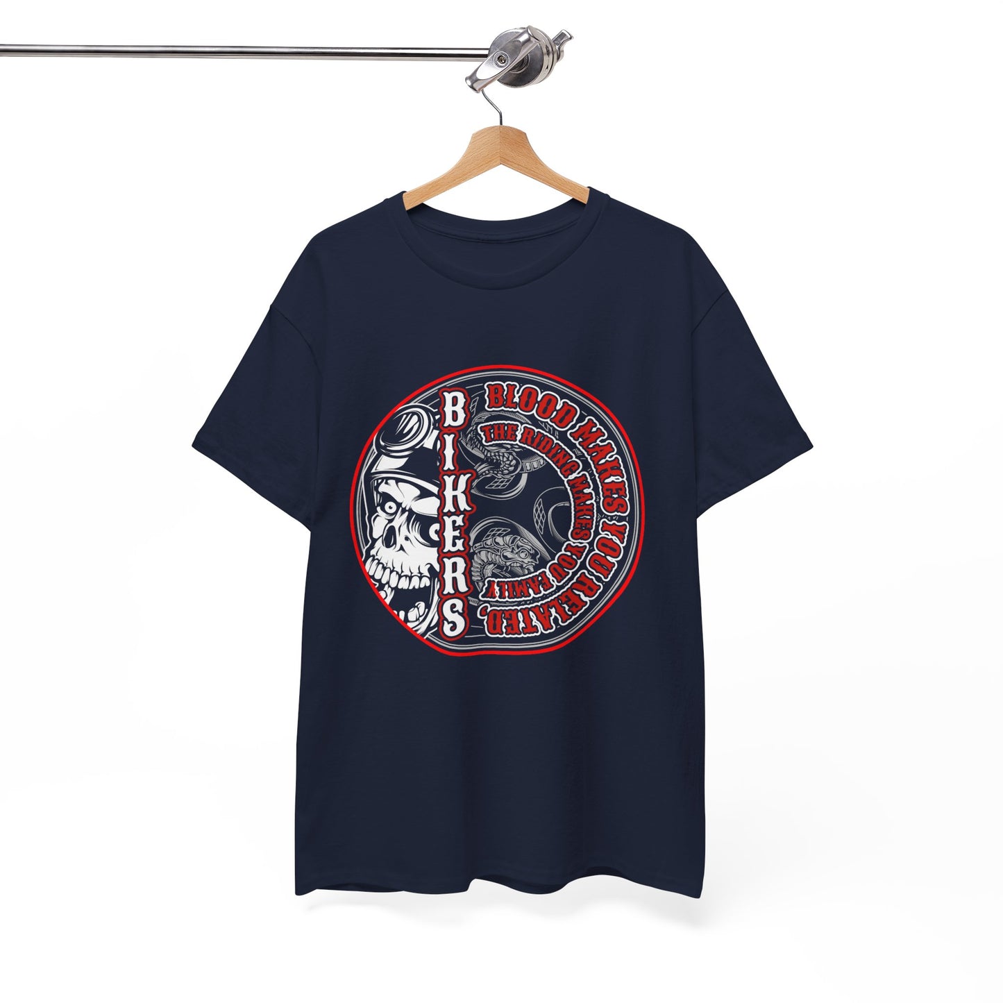 Blood Makes You Related, Riding Makes You Family Biker Graphic T-Shirt - Gildan® 5000 Heavy Cotton™, Stylish & Timeles