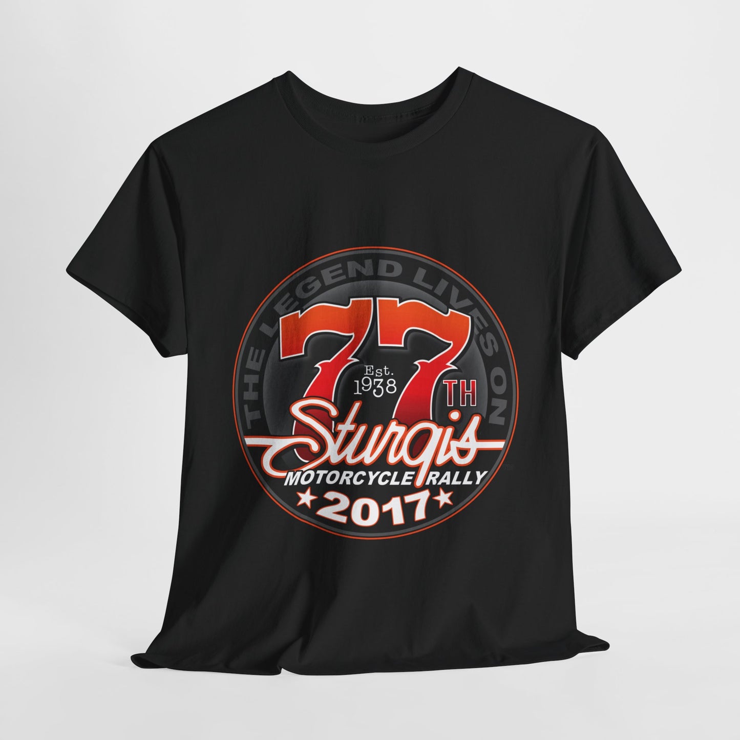 Classic Sturgis 77 2017 Biker Tee - Gildan® 5000 Heavy Cotton™, Edgy Design & Comfort