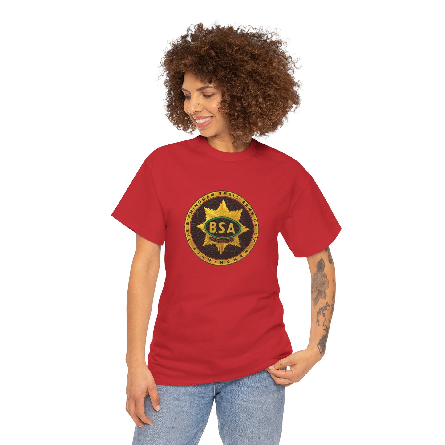 Vintage BSA Logo Tee - Gildan® 5000 Heavy Cotton™, Perfect for Bikers & Motorcycle Enthusiasts