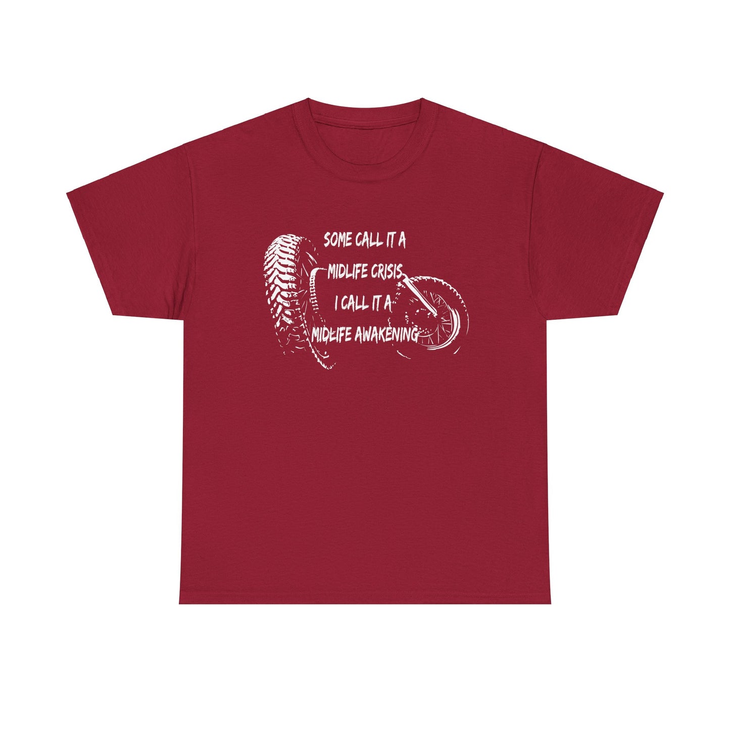 Midlife Crisis Motorcycle Slogan Tee - Gildan® 5000 Heavy Cotton™, For Edgy, Fearless Riders