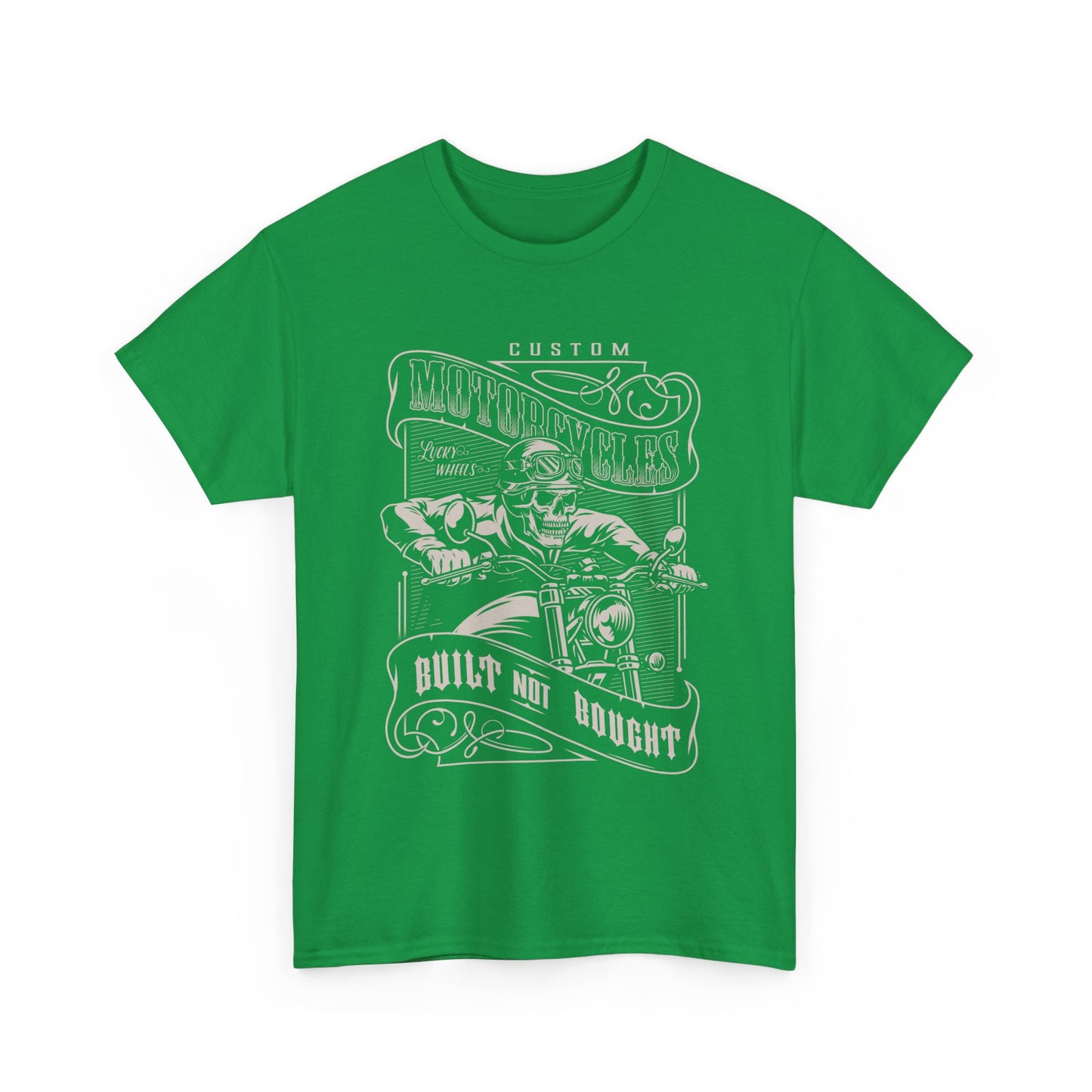Built Not Bought: Stylish Biker Tee in Heavy Cotton - Classic Fit with a Rib Collar for Added Comfort