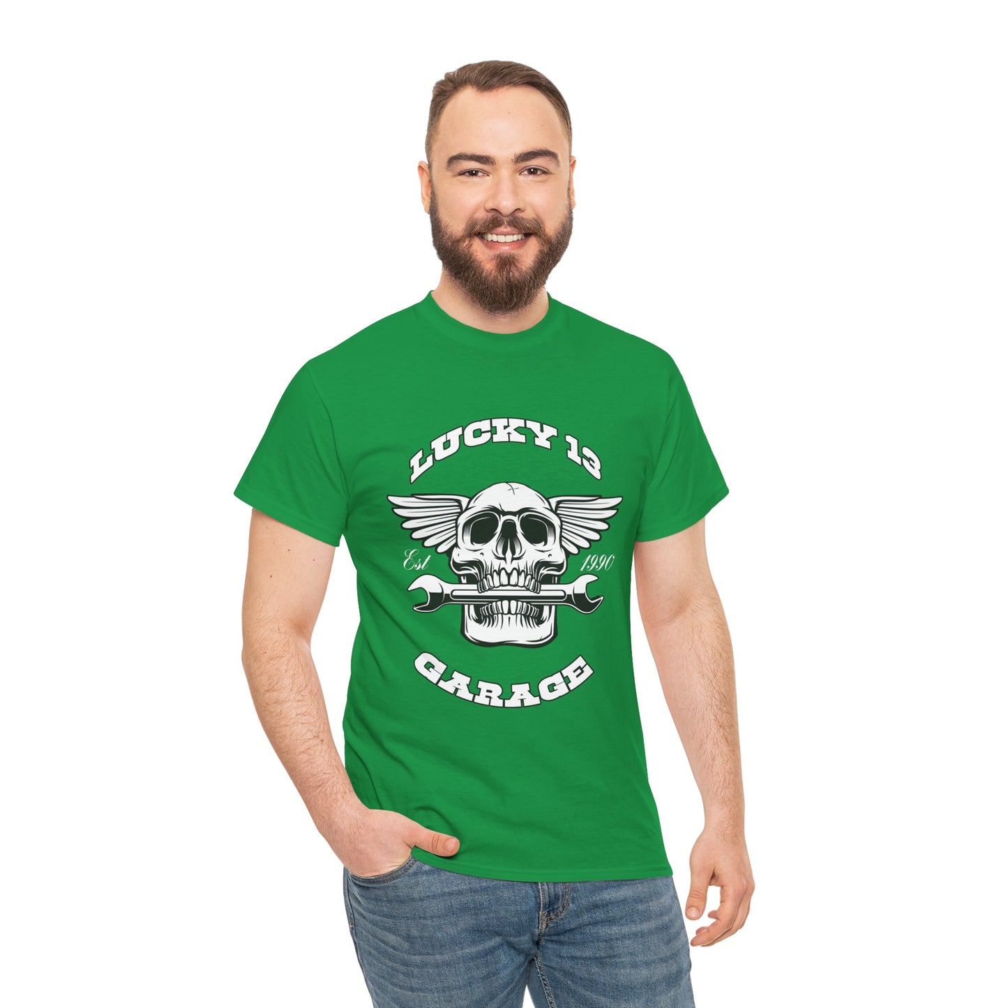 Lucky 13 Motorcycle Tee - Gildan® 5000 Heavy Cotton™, Iconic Design, Midweight Fabric for Everyday Wear