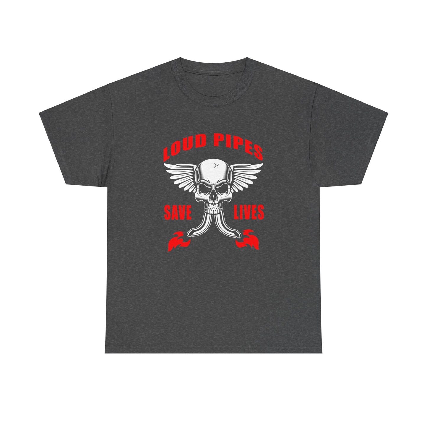 Loud Pipes Save Lives Graphic Tee - Gildan® 5000 Heavy Cotton™, Classic Fit for Passionate Riders