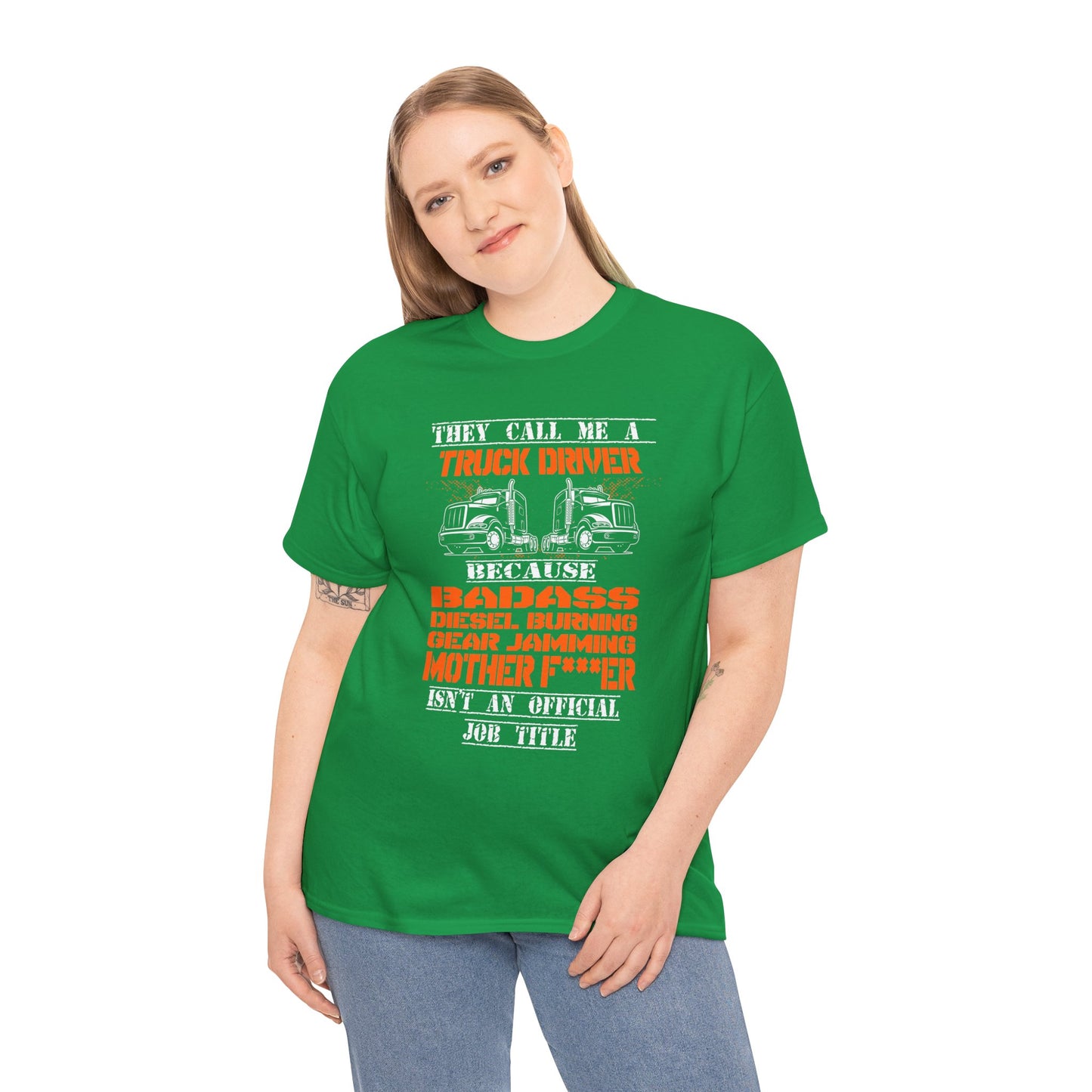 Bad Ass Trucker Tee - Gildan® 5000 Heavy Cotton™ Adult T-Shirt, Tough Design & Classic Fit