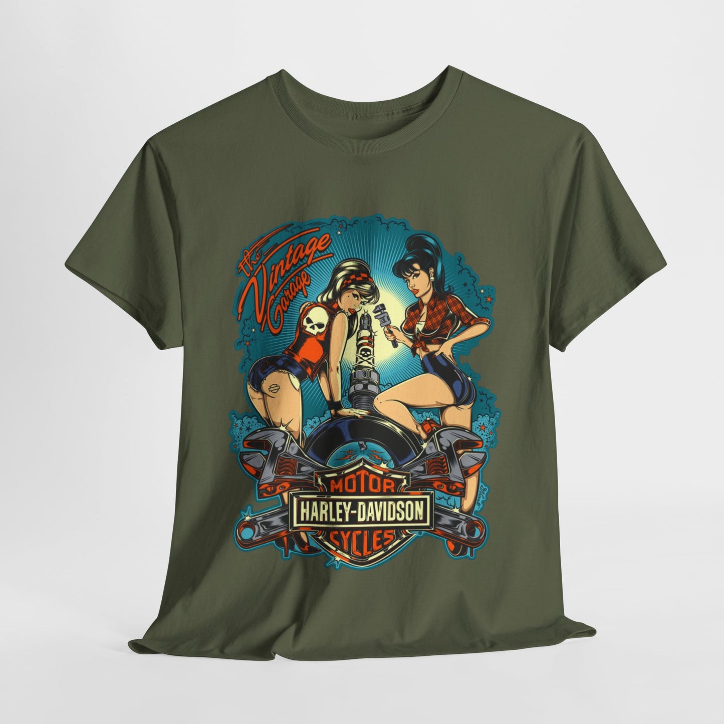 Harley Davidson T-Shirt | Gildan® 5000 Heavy Cotton™, Classic Fit, Timeless Biker Style