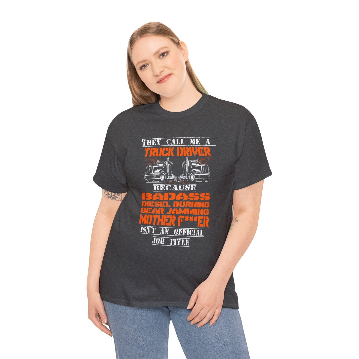 Bad Ass Trucker Tee - Gildan® 5000 Heavy Cotton™ Adult T-Shirt, Tough Design & Classic Fit