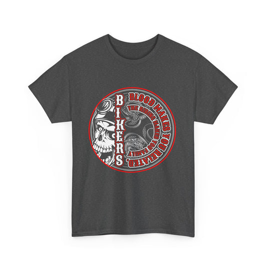 Blood Makes You Related, Riding Makes You Family Biker Graphic T-Shirt - Gildan® 5000 Heavy Cotton™, Stylish & Timeles