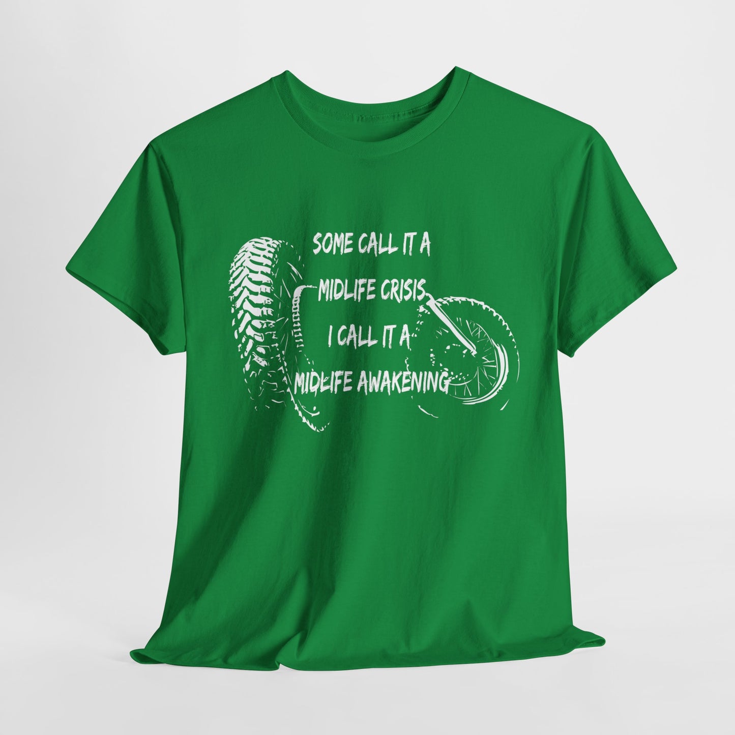 Midlife Crisis Motorcycle Slogan Tee - Gildan® 5000 Heavy Cotton™, For Edgy, Fearless Riders