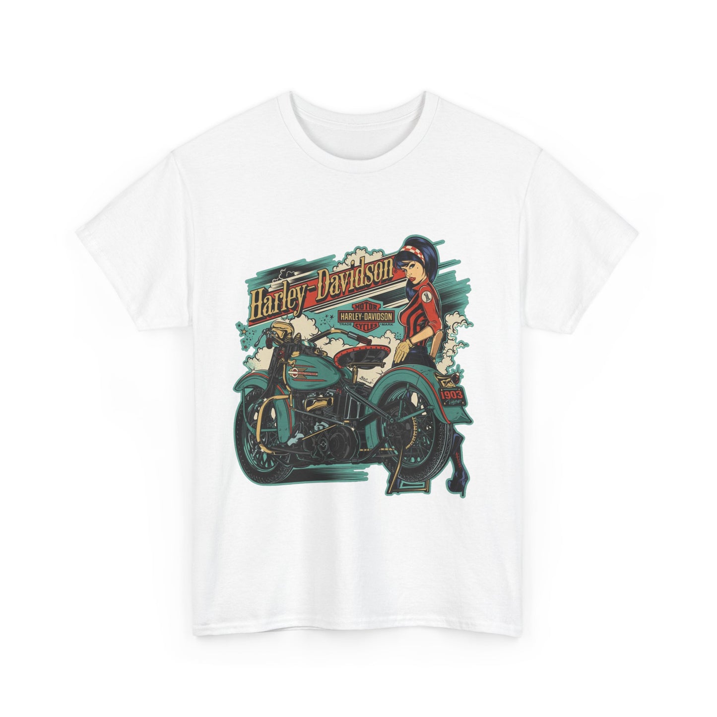 Harley-Davidson 1903 Retro T-Shirt - Gildan® 5000 Heavy Cotton™, Timeless Style, Built for Riders