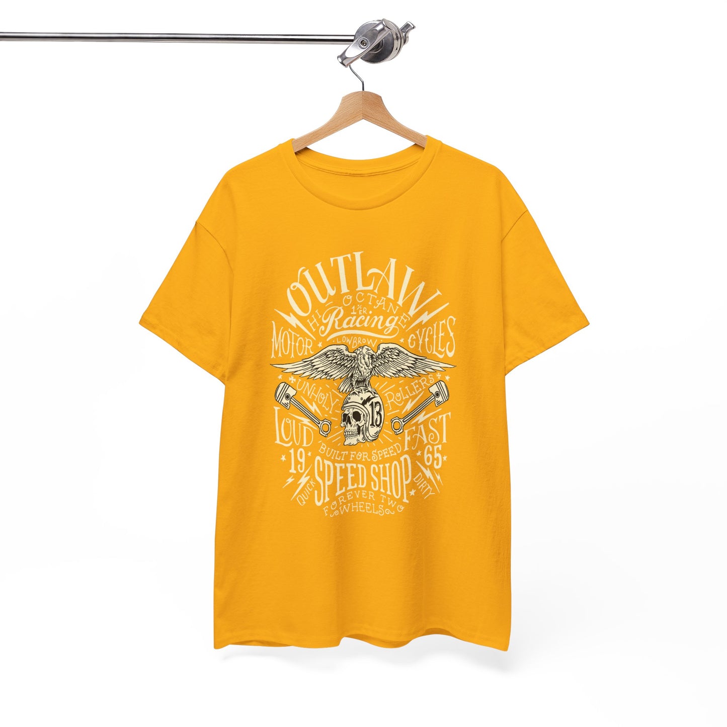 Outlaw Speedshop Biker Tee | Gildan® 5000 Heavy Cotton™ - Bold Design, Durable & Comfortable for Riders