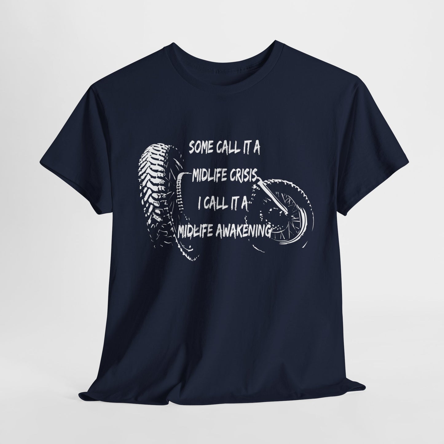 Midlife Crisis Motorcycle Slogan Tee - Gildan® 5000 Heavy Cotton™, For Edgy, Fearless Riders