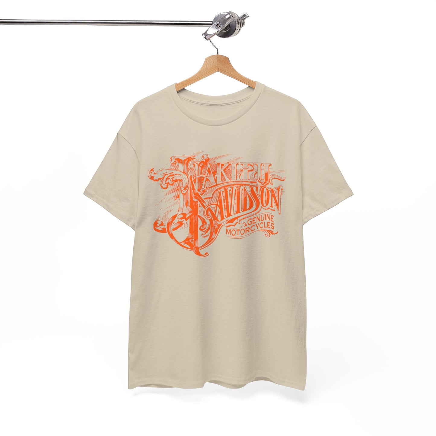 Harley Davidson Text Tee - Gildan® 5000 Heavy Cotton™, Sleek and Stylish Design, Edgy & Comfortable Streetwear