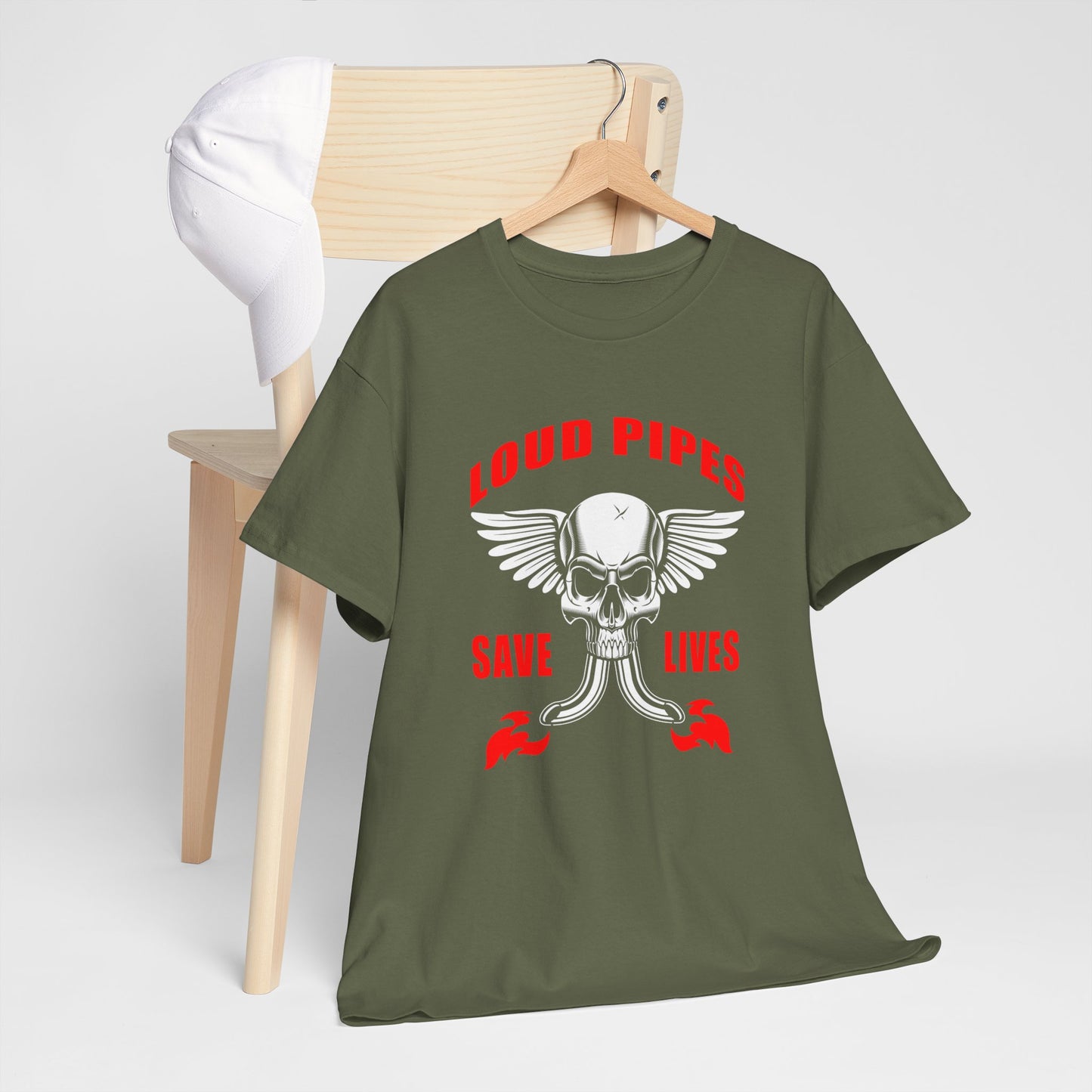 Loud Pipes Save Lives Graphic Tee - Gildan® 5000 Heavy Cotton™, Classic Fit for Passionate Riders