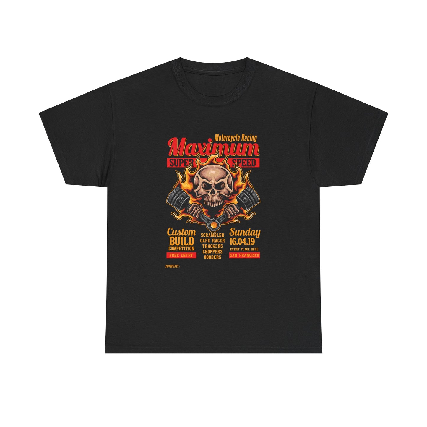 Fire Piston Motorcycle Tee - Gildan® 5000 Heavy Cotton™, Durable & Comfortable Fit