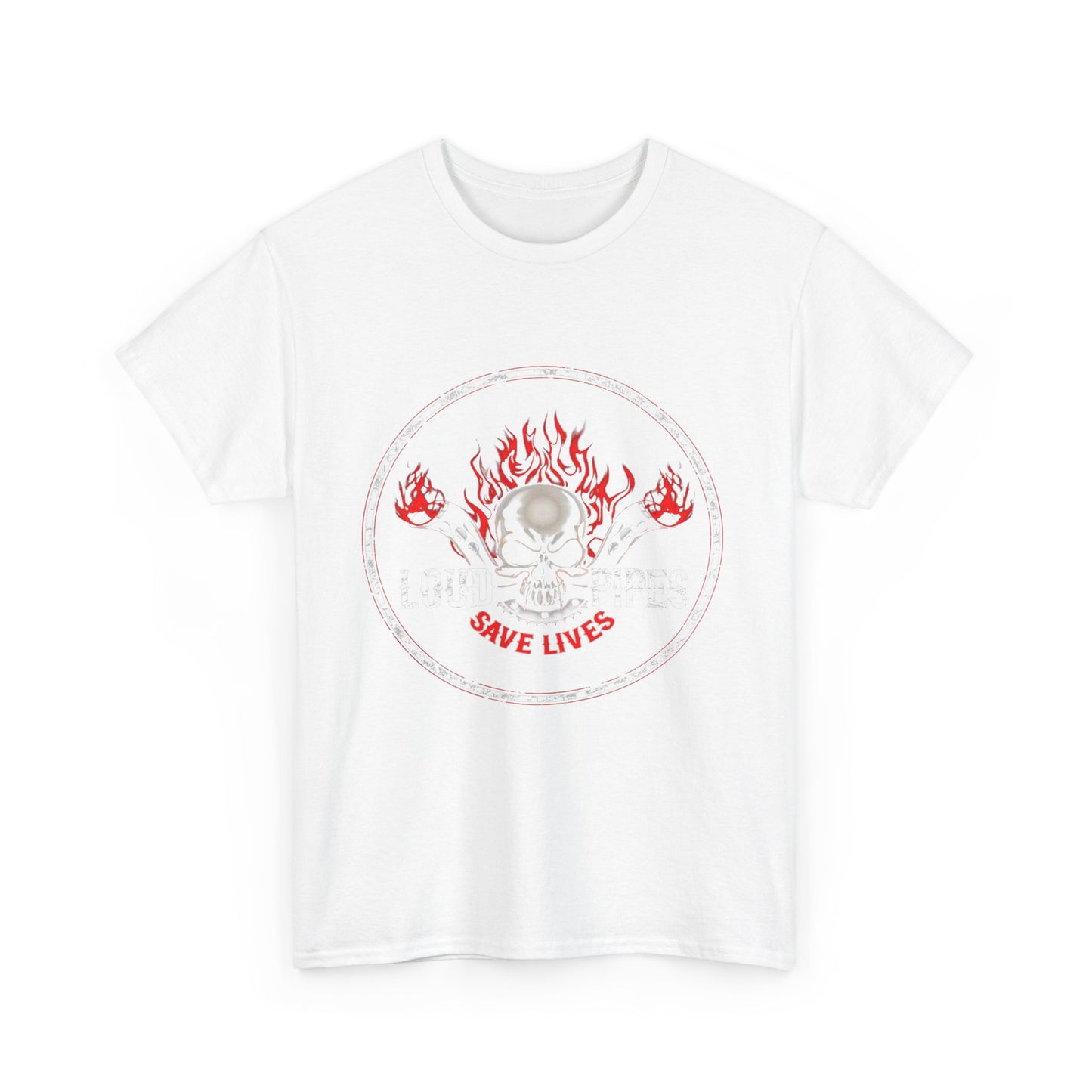 Loud Pipes Save Lives Tee - Gildan® 5000 Heavy Cotton™, Midweight Fabric, Classic Fit & Biker Attitude