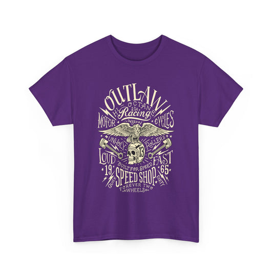 Outlaw Speedshop Biker Tee | Gildan® 5000 Heavy Cotton™ - Bold Design, Durable & Comfortable for Riders
