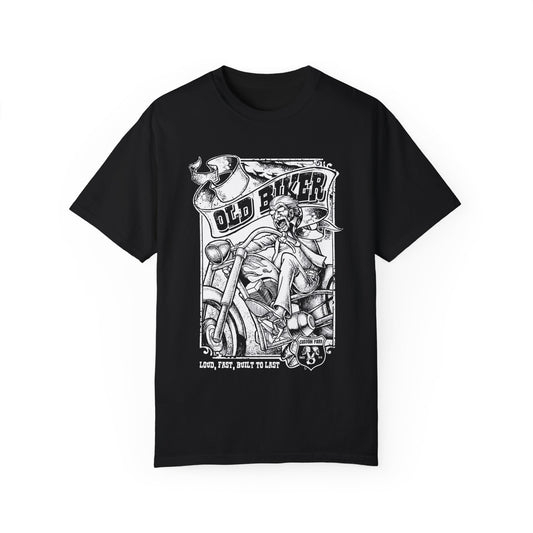 Old Biker, Loud & Fast T-Shirt - Classic Fit with Rib Collar, Gildan® 5000 Quality