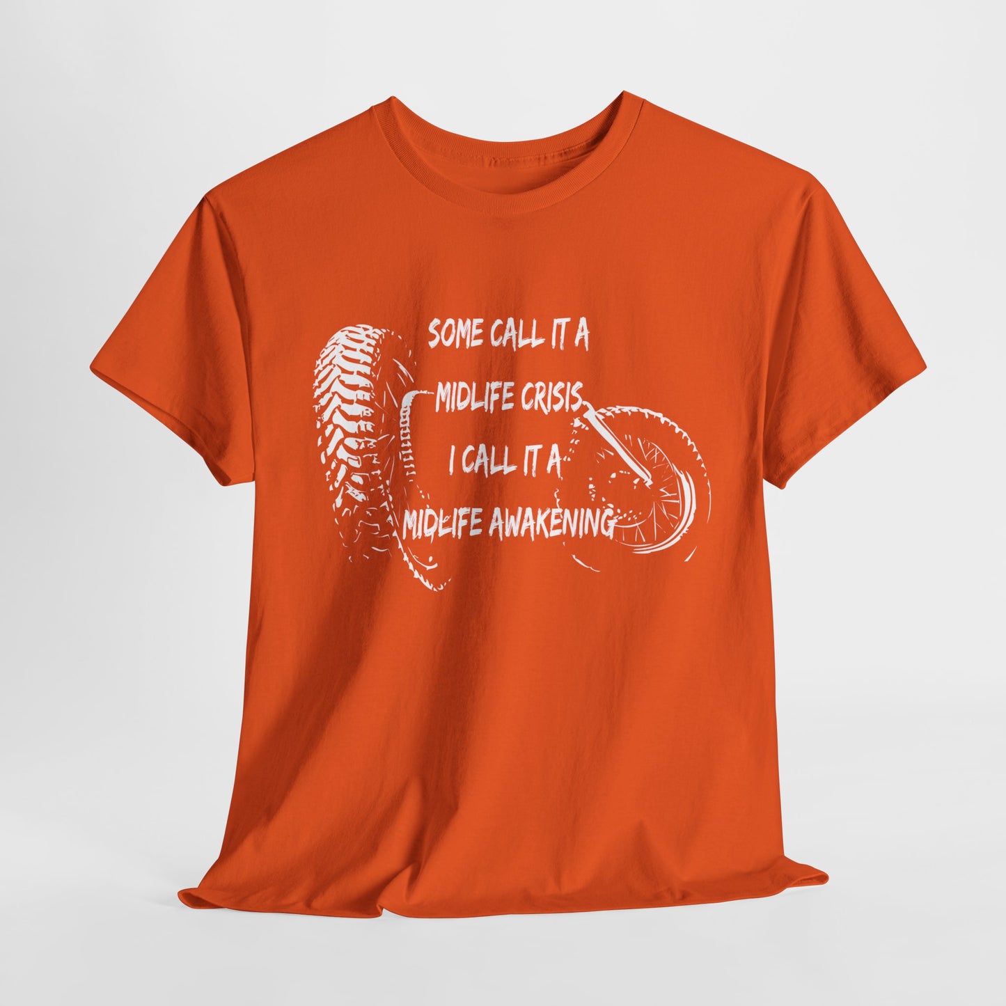 Midlife Crisis Motorcycle Slogan Tee - Gildan® 5000 Heavy Cotton™, For Edgy, Fearless Riders