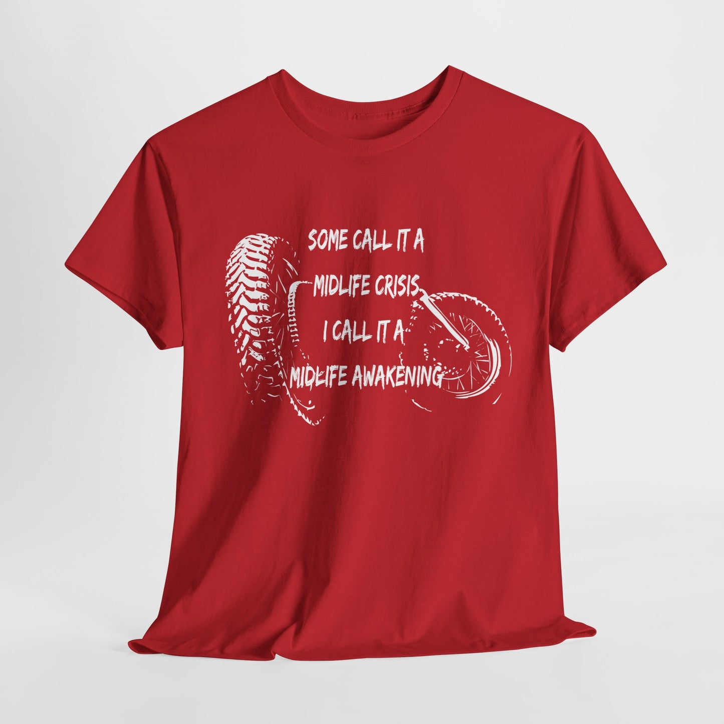 Midlife Crisis Motorcycle Slogan Tee - Gildan® 5000 Heavy Cotton™, For Edgy, Fearless Riders