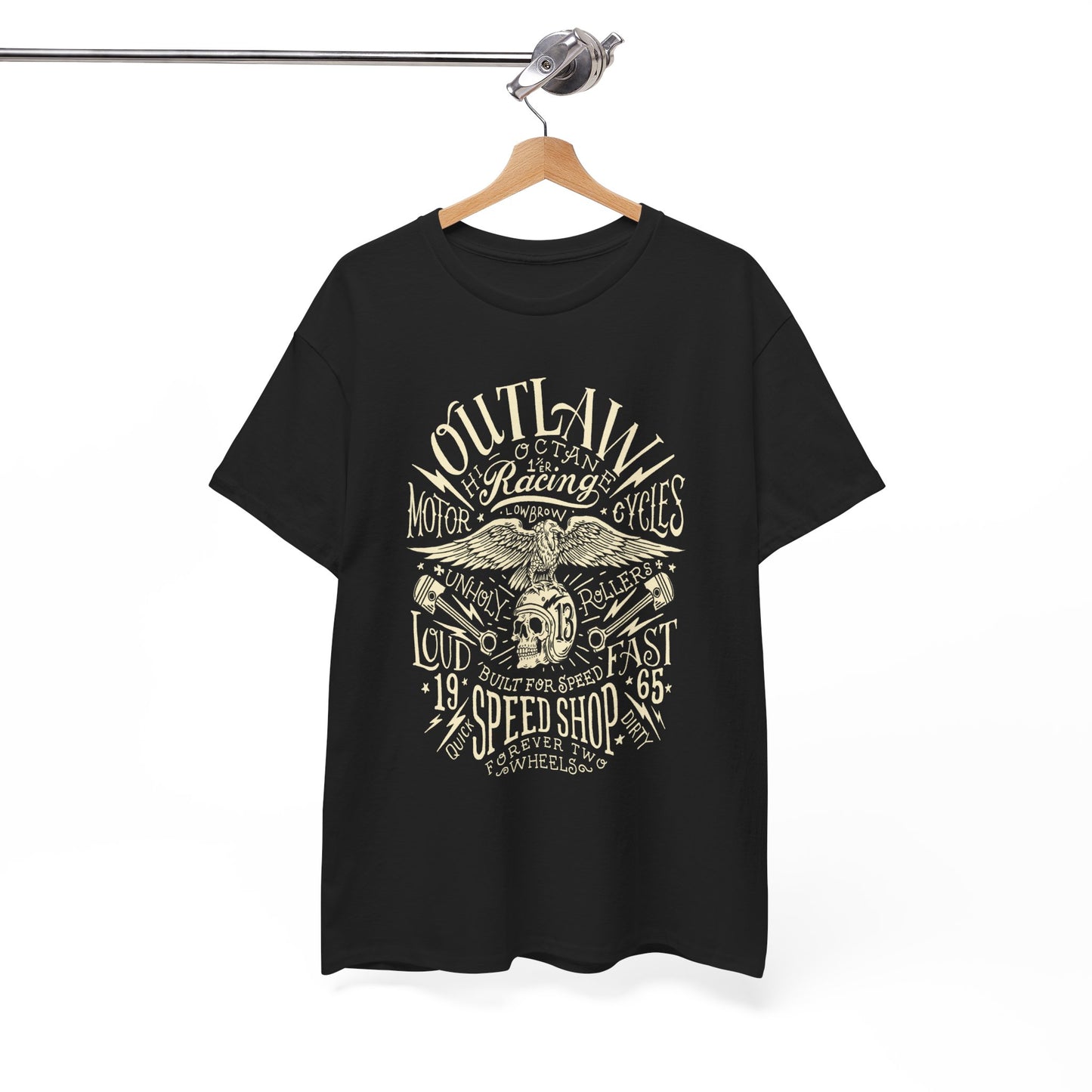 Outlaw Speedshop Biker Tee | Gildan® 5000 Heavy Cotton™ - Bold Design, Durable & Comfortable for Riders