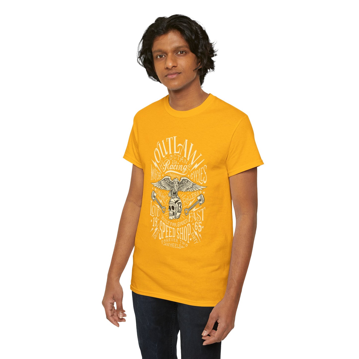 Outlaw Speedshop Biker Tee | Gildan® 5000 Heavy Cotton™ - Bold Design, Durable & Comfortable for Riders