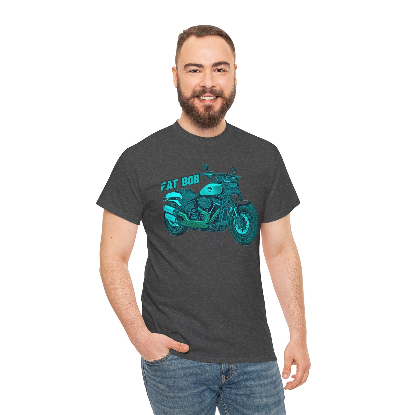 Harley Davidson Fatbob T-Shirt - Gildan® 5000 Heavy Cotton™, Stylish & Durable for Motorcycle Lovers