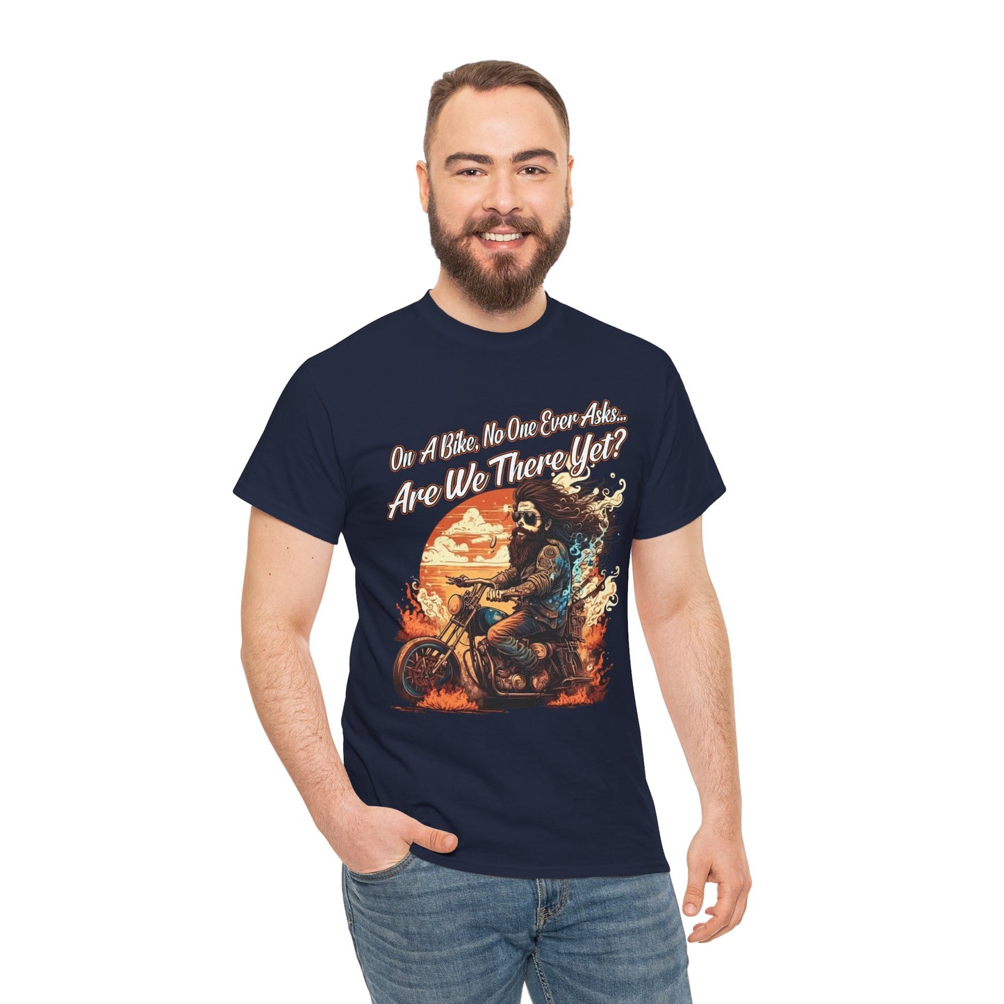 Heavy Cotton 'Are We There Yet?' Biker Tee - Classic Style for Road Warriors