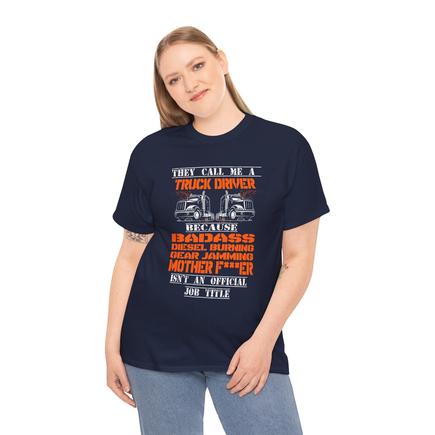 Bad Ass Trucker Tee - Gildan® 5000 Heavy Cotton™ Adult T-Shirt, Tough Design & Classic Fit