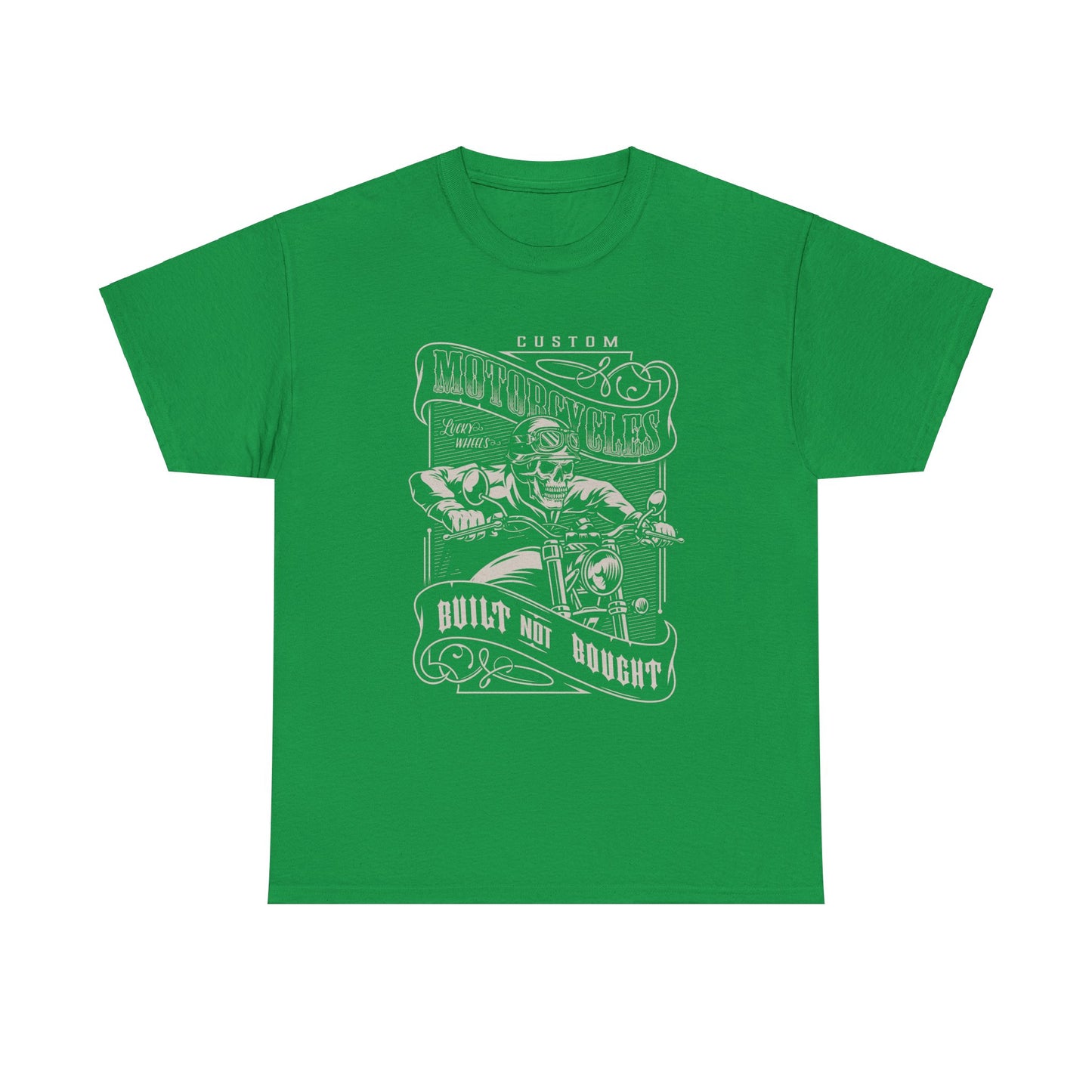 Built Not Bought: Stylish Biker Tee in Heavy Cotton - Classic Fit with a Rib Collar for Added Comfort