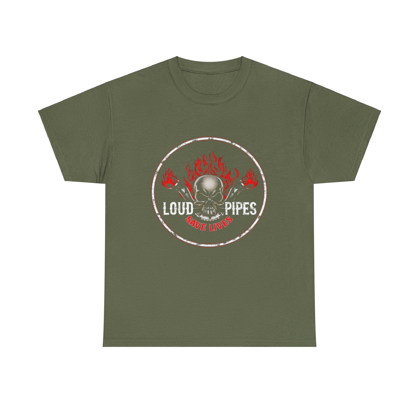 Loud Pipes Save Lives Tee - Gildan® 5000 Heavy Cotton™, Midweight Fabric, Classic Fit & Biker Attitude