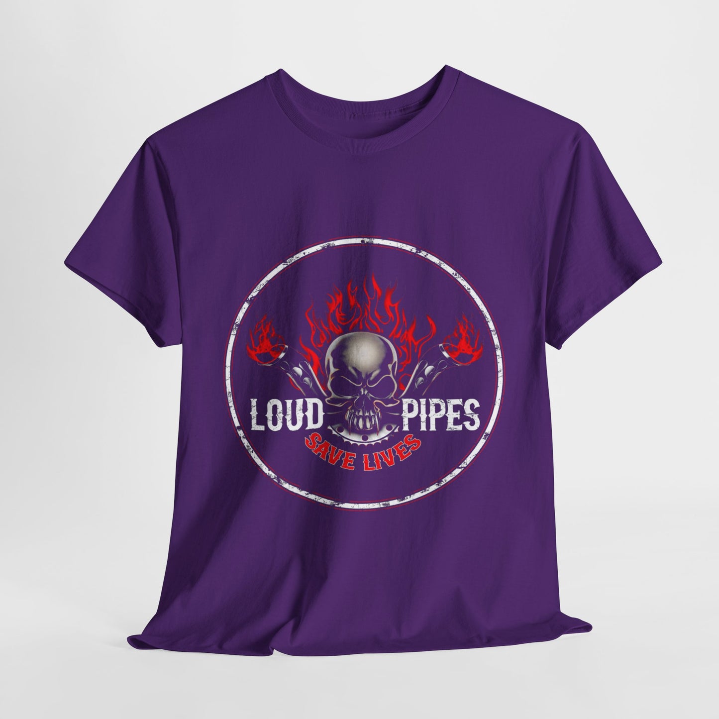 Loud Pipes Save Lives Tee - Gildan® 5000 Heavy Cotton™, Midweight Fabric, Classic Fit & Biker Attitude