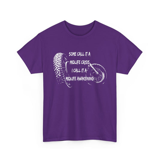 Midlife Crisis Motorcycle Slogan Tee - Gildan® 5000 Heavy Cotton™, For Edgy, Fearless Riders