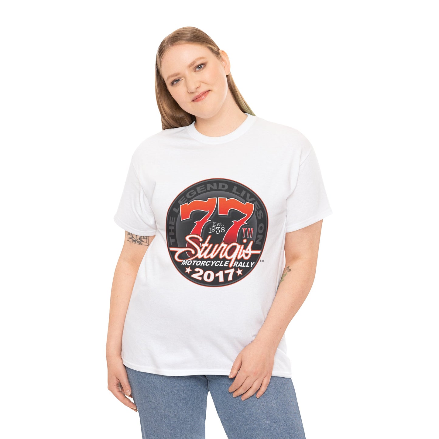 Classic Sturgis 77 2017 Biker Tee - Gildan® 5000 Heavy Cotton™, Edgy Design & Comfort