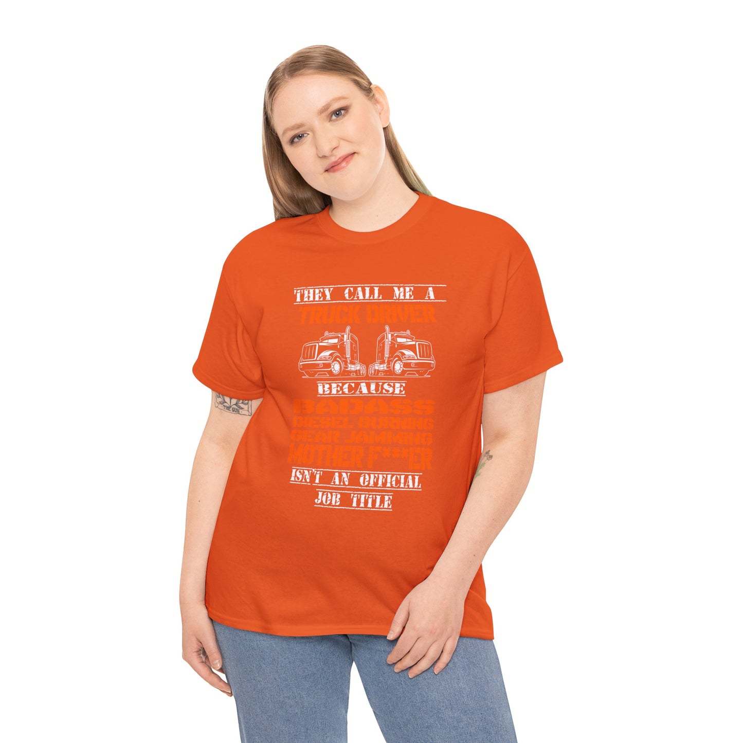 Bad Ass Trucker Tee - Gildan® 5000 Heavy Cotton™ Adult T-Shirt, Tough Design & Classic Fit