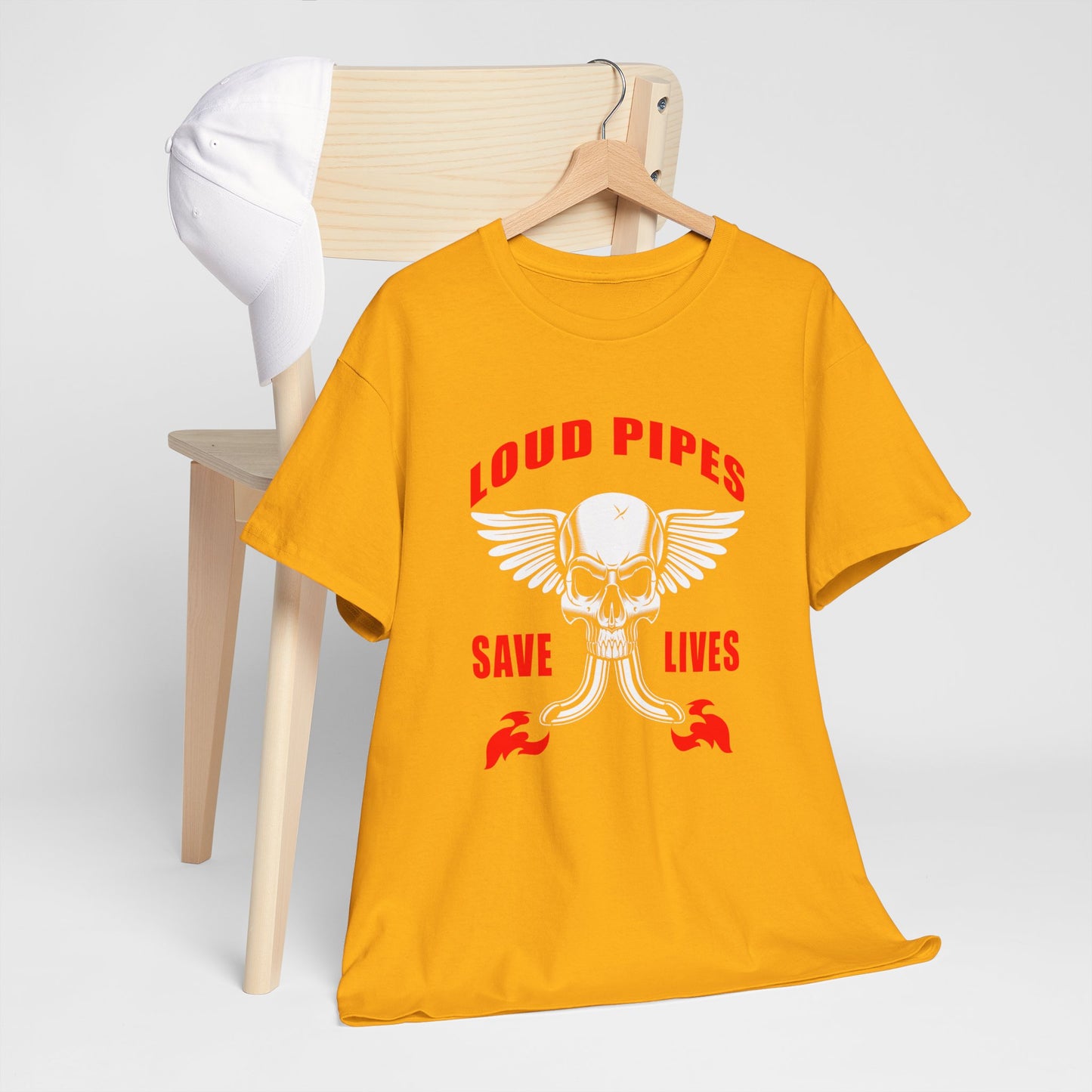 Loud Pipes Save Lives Graphic Tee - Gildan® 5000 Heavy Cotton™, Classic Fit for Passionate Riders