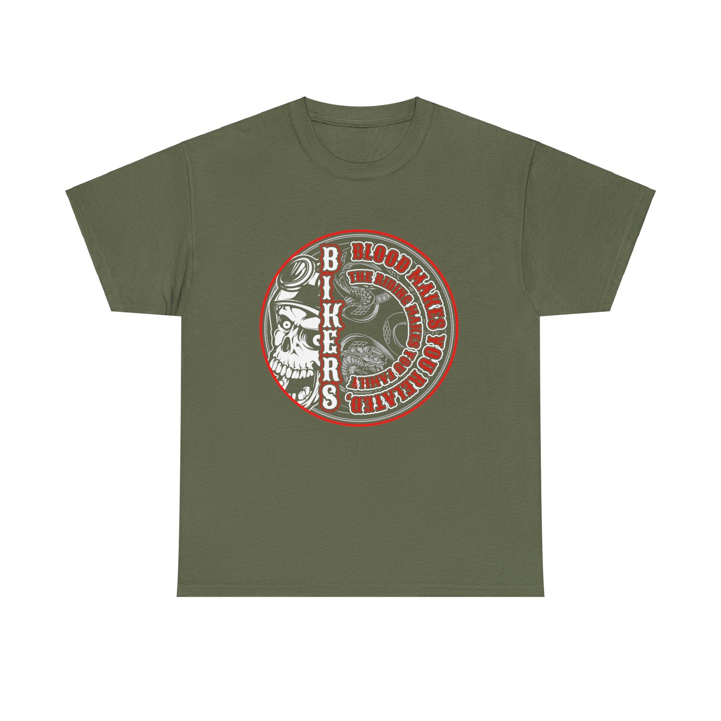 Blood Makes You Related, Riding Makes You Family Biker Graphic T-Shirt - Gildan® 5000 Heavy Cotton™, Stylish & Timeles