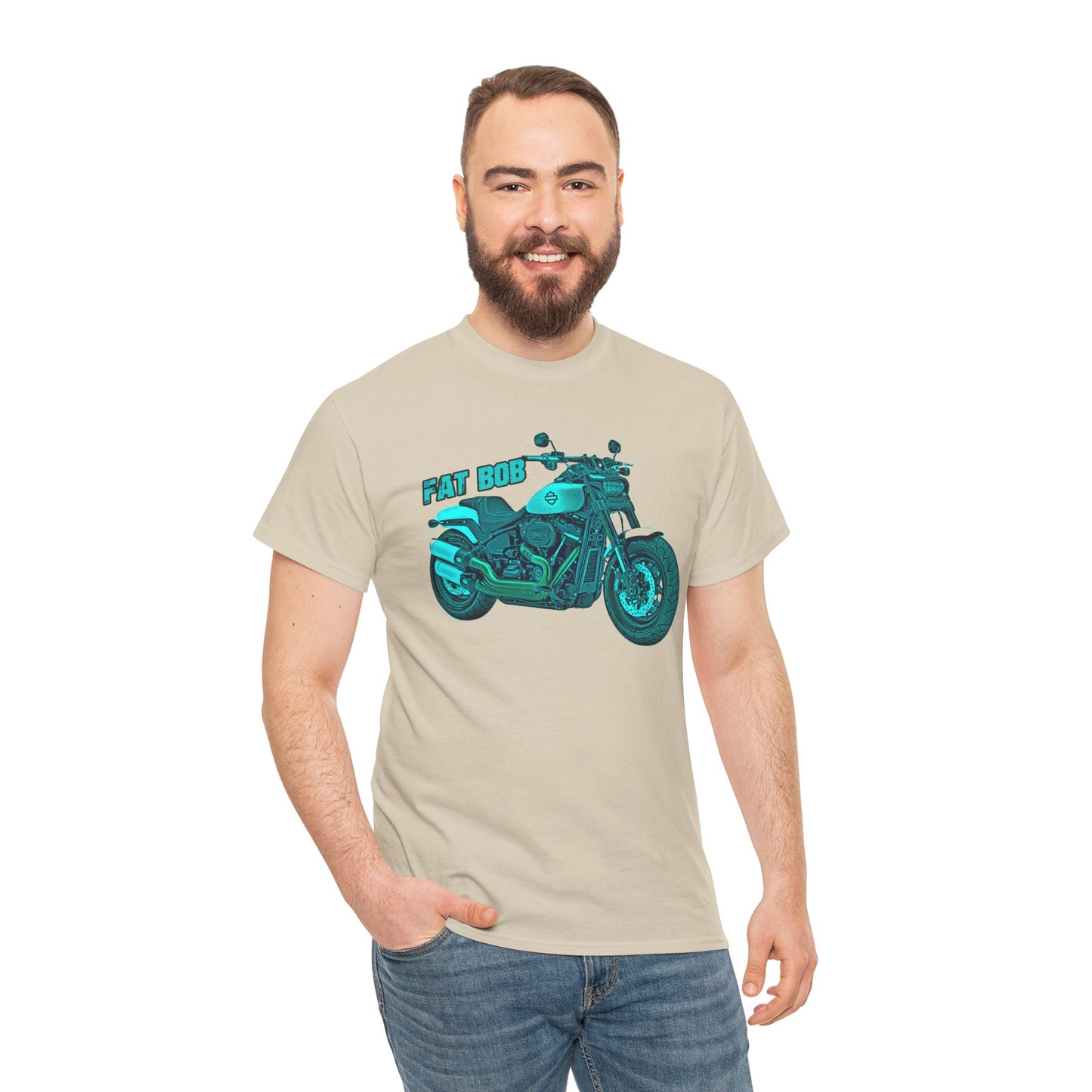 Harley Davidson Fatbob T-Shirt - Gildan® 5000 Heavy Cotton™, Stylish & Durable for Motorcycle Lovers