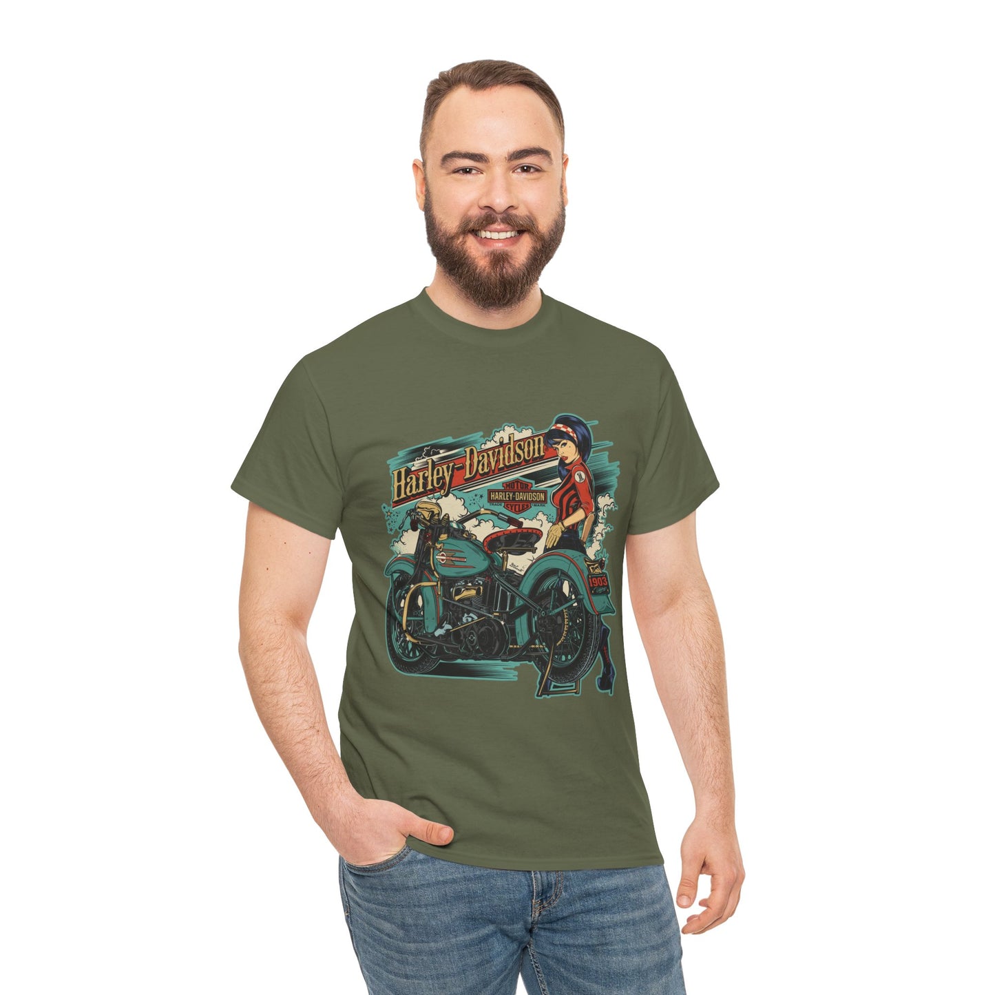 Harley-Davidson 1903 Retro T-Shirt - Gildan® 5000 Heavy Cotton™, Timeless Style, Built for Riders