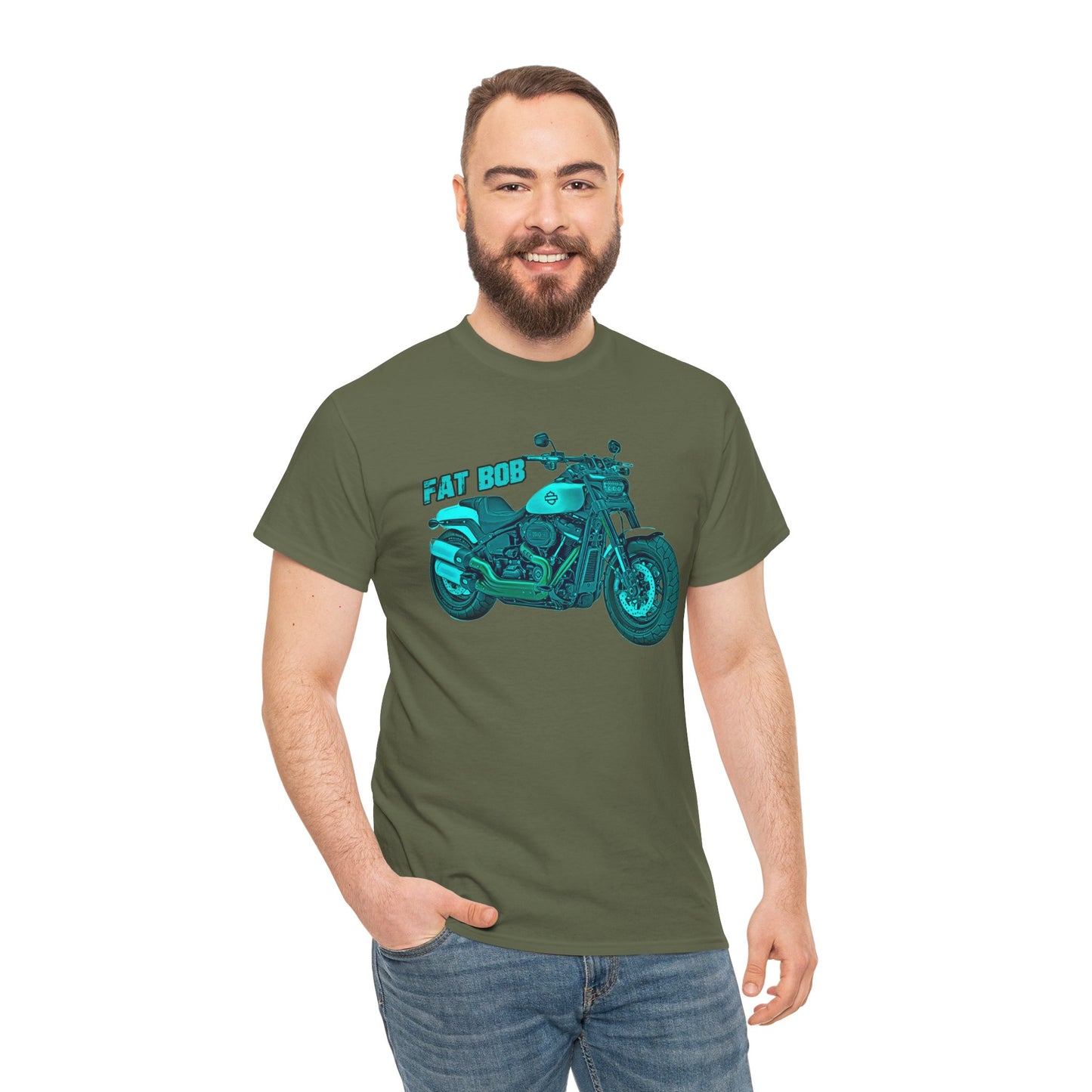 Harley Davidson Fatbob T-Shirt - Gildan® 5000 Heavy Cotton™, Stylish & Durable for Motorcycle Lovers