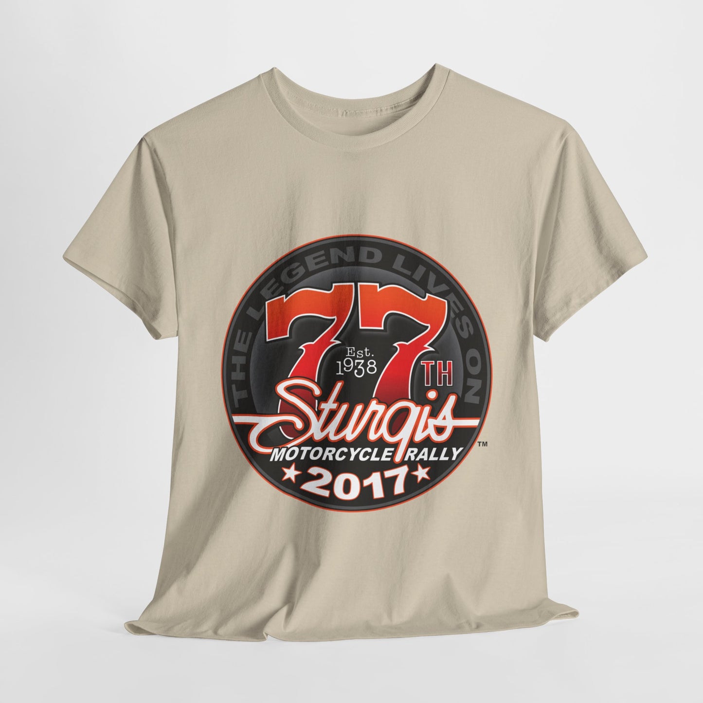 Classic Sturgis 77 2017 Biker Tee - Gildan® 5000 Heavy Cotton™, Edgy Design & Comfort