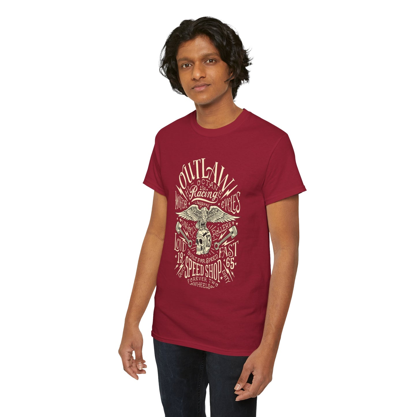 Outlaw Speedshop Biker Tee | Gildan® 5000 Heavy Cotton™ - Bold Design, Durable & Comfortable for Riders